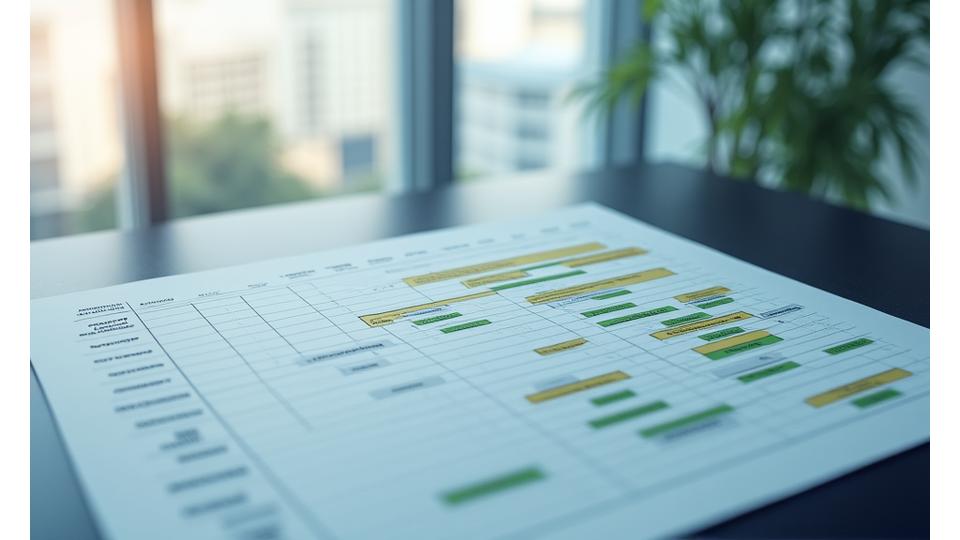 Detailed project management flowchart showing planning, execution, and closing phases with interconnected tasks.
