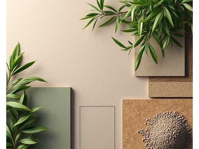 Selection of sustainable building materials like reclaimed wood, bamboo, and recycled glass