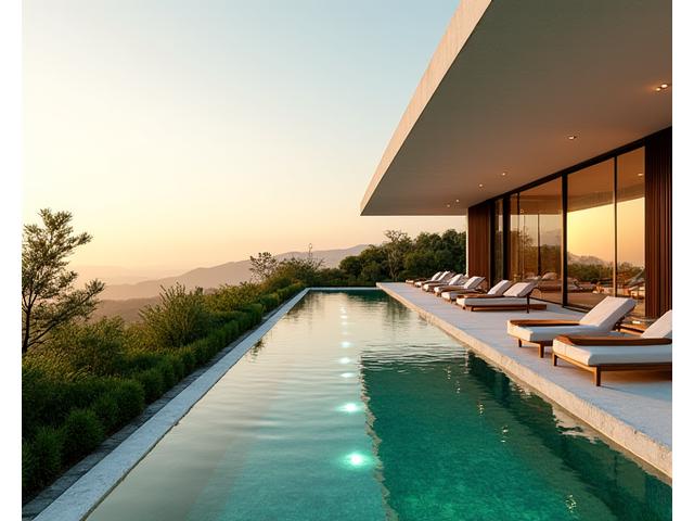 Spacious modern residential villa with large windows and integrated smart home technology.