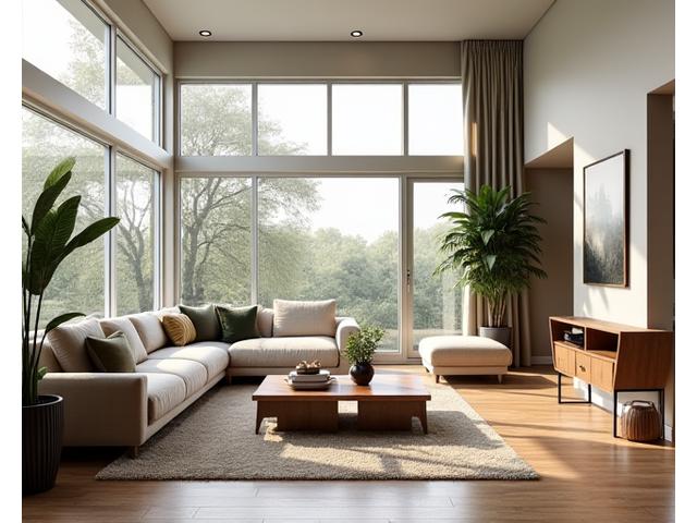 Interior of a modern custom home featuring high ceilings and natural light, constructed by DLAZ GmbH.